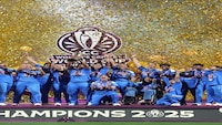 Team India lift the Women's World Cup title. (Image: JioHotstar)